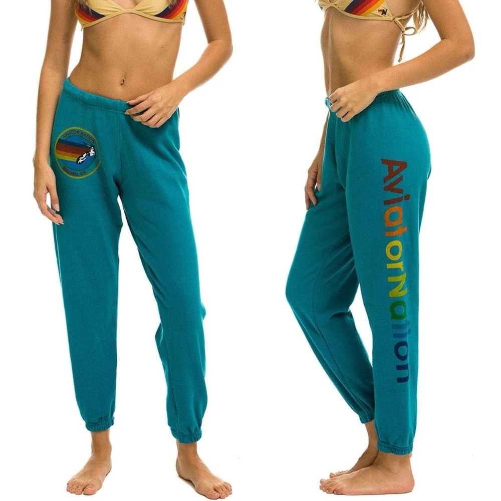 Aviator Nation Oahu Hawaii Teal Sweatpants